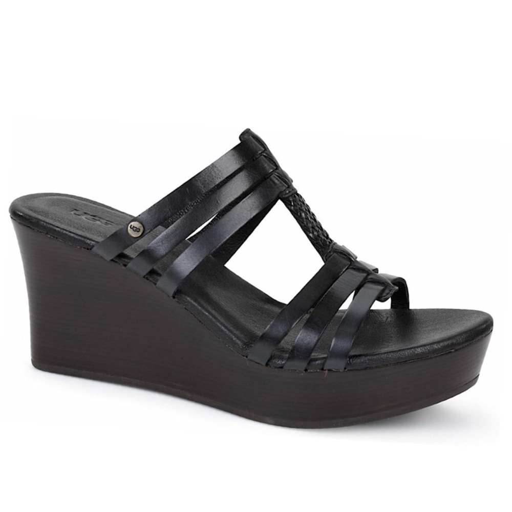 UGG Mattie Black Wedge Sandals new without tags